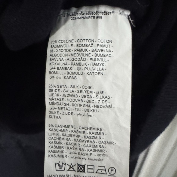 NWT Piombo Cotton Cashmere Silk Men's‎ Sweater Navy Blue Medium - Picture 3 of 4